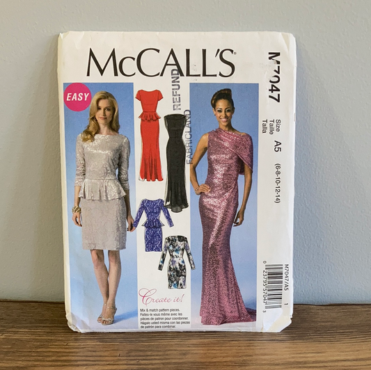 Misses Cocktail Dress and Evening Gown Sewing Pattern Size 6 to 14 McCalls 7047