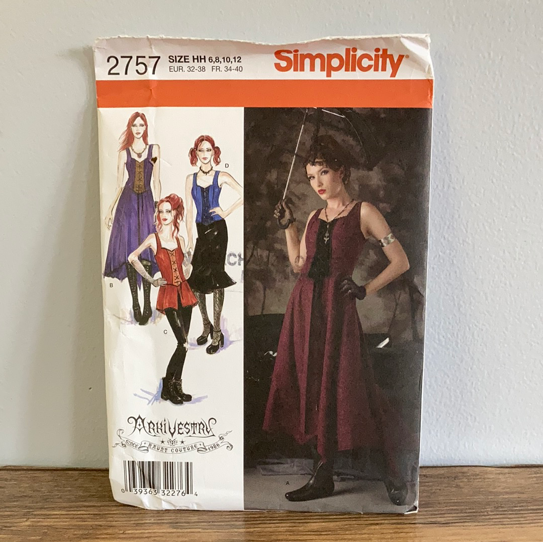 Misses Historical Corset Dress Costume Sewing Pattern Size 6 to 12 Simplicity 2757