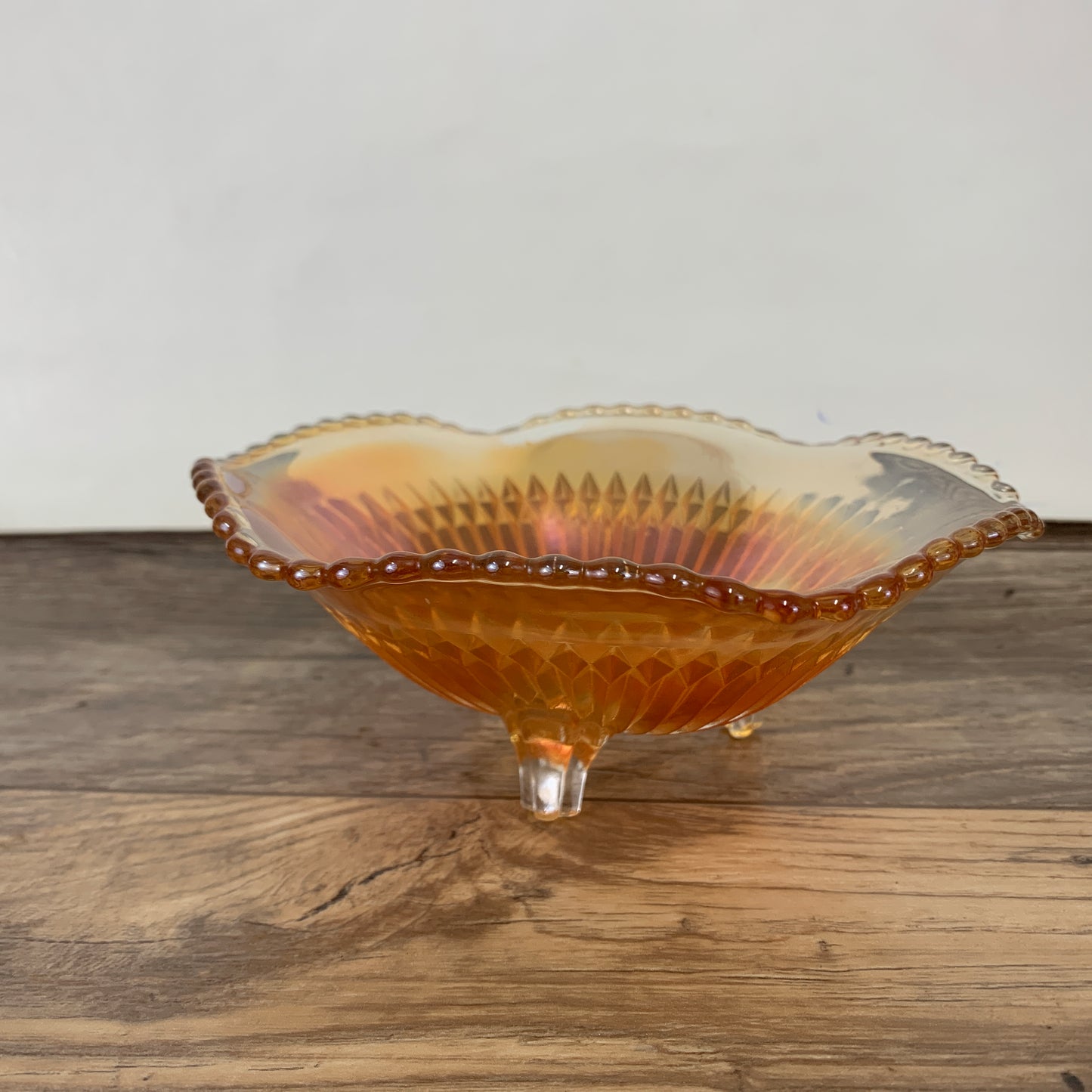 Vintage Marigold Carnival Glass Footed Bowl