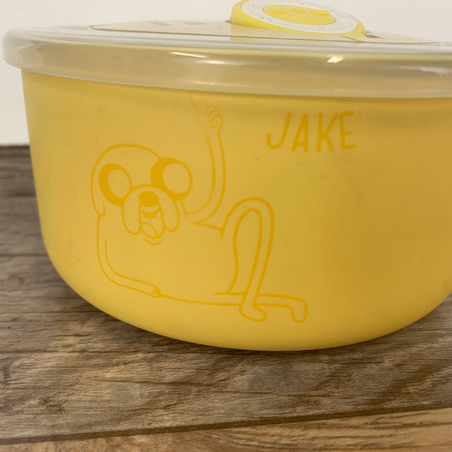 Yellow Ceramic Noodle Bowl with Lid Adventure Time Jake Travel Bowl