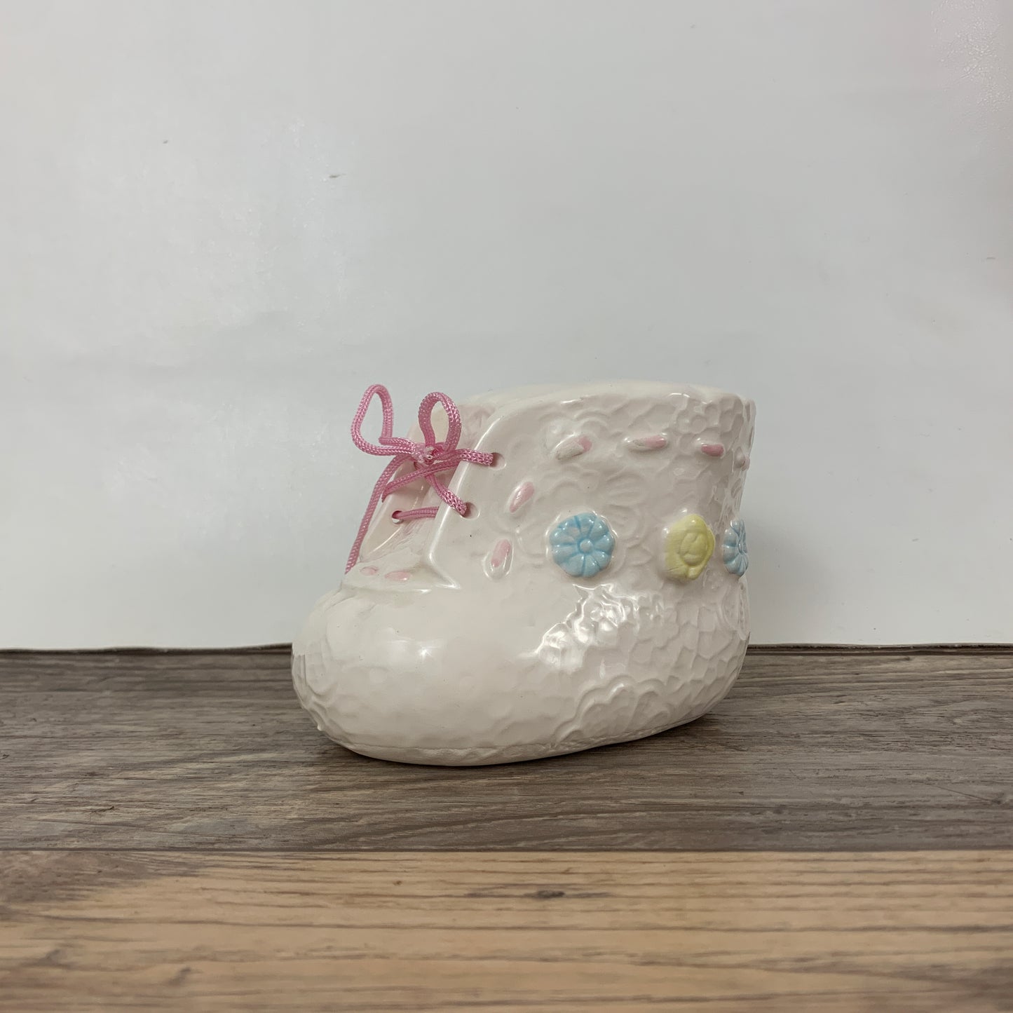 Ceramic Baby Bootie Coin Bank, Vintage Baby Shower Gift