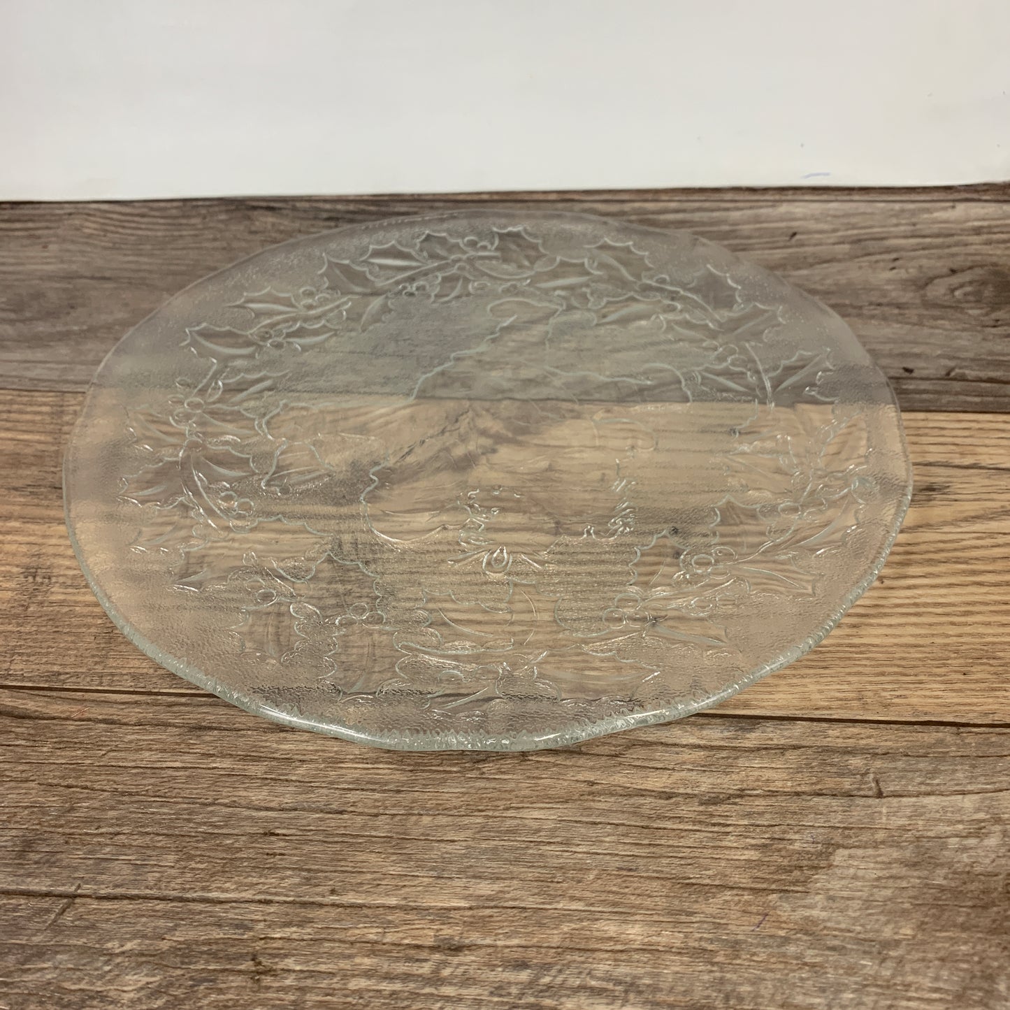 Large Clear Glass Platter, Santa Serving Tray