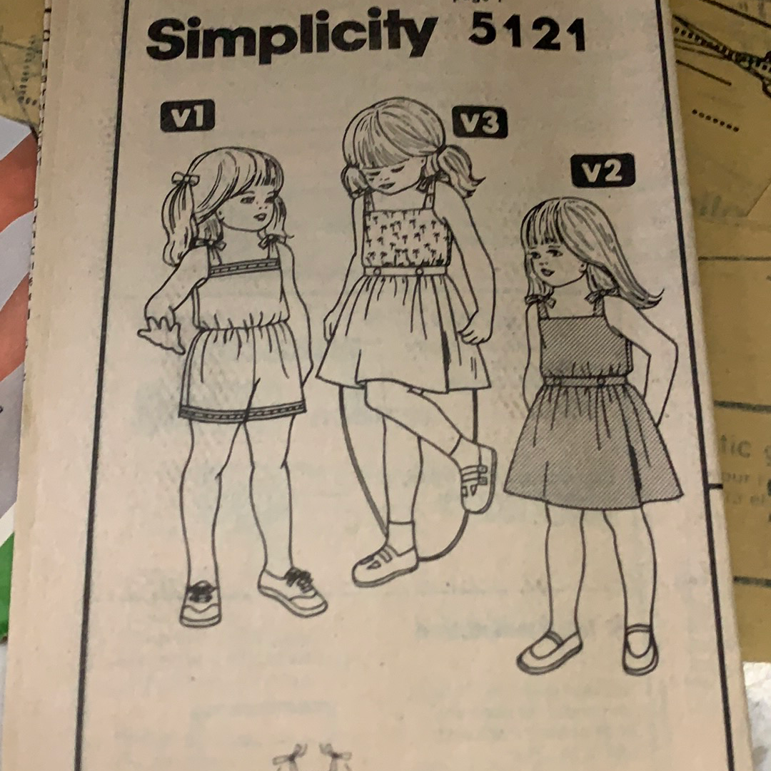 Girls Romper Vintage Sewing Pattern size 5 6 Simplicity 5121