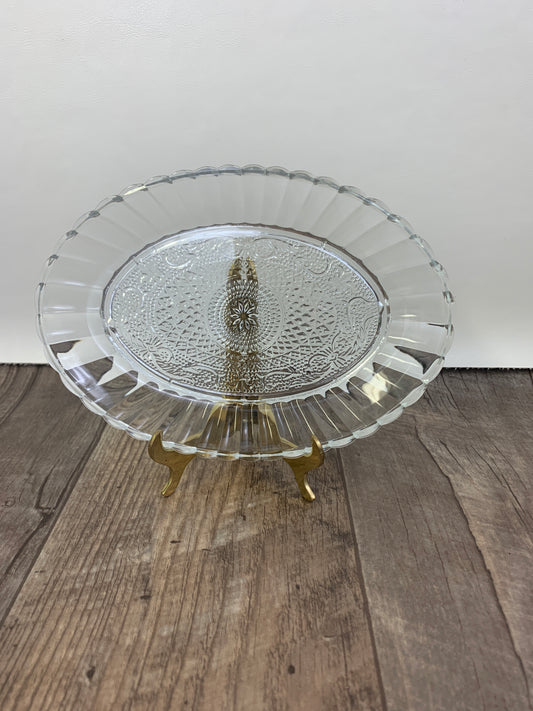Indiana Glass Sandwich Glass Vintage Tableware Depression Glass Oval Plate