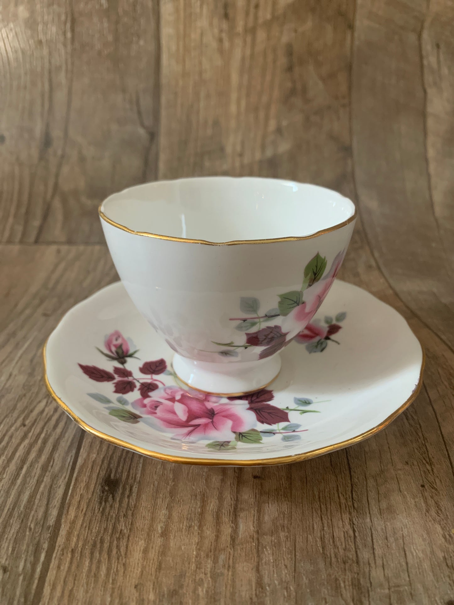 Set of Two Matching Pink Floral Teacups