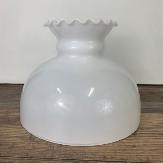 Vintage Milk Glass Lamp Shade with Open Ruffle Top