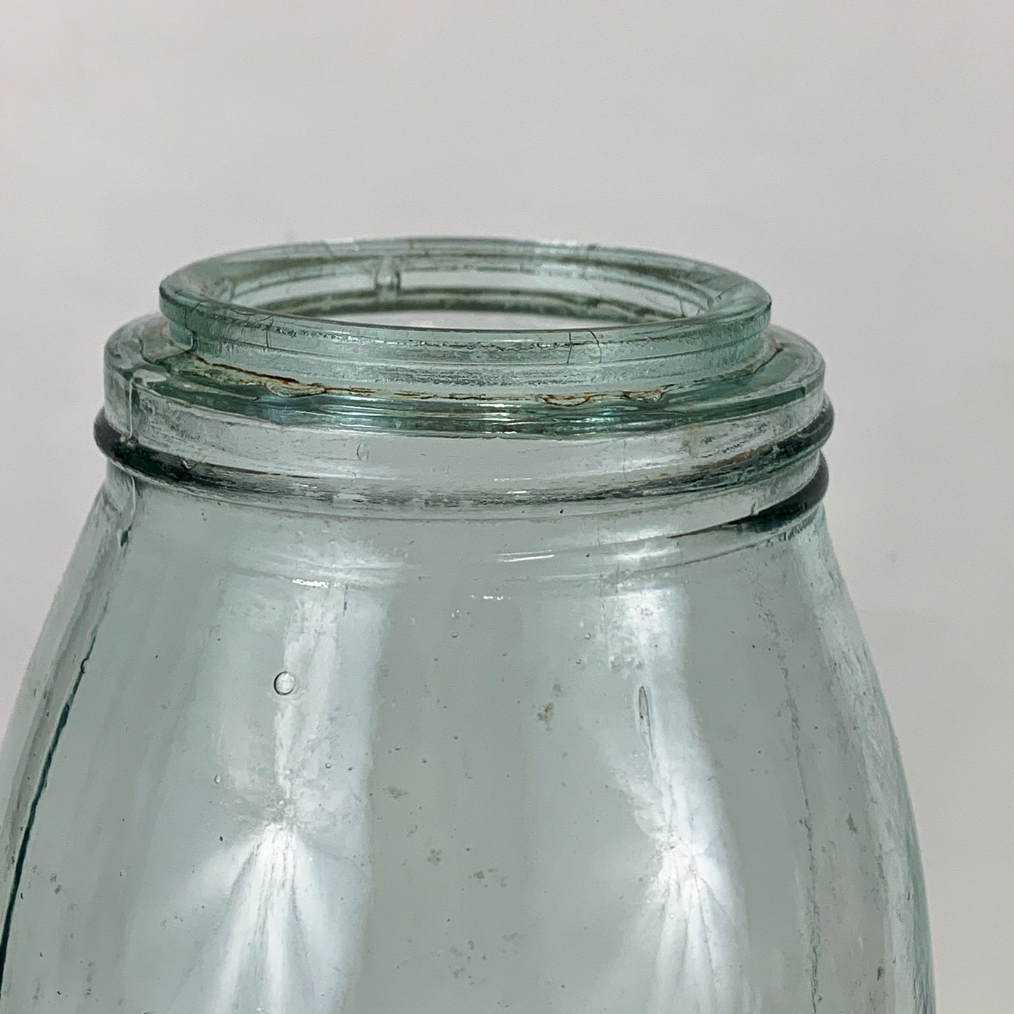 Extra Large Green Tint Crown Canning Jar. Vintage Farm House Kitchen Storage, Antique Canning Jar