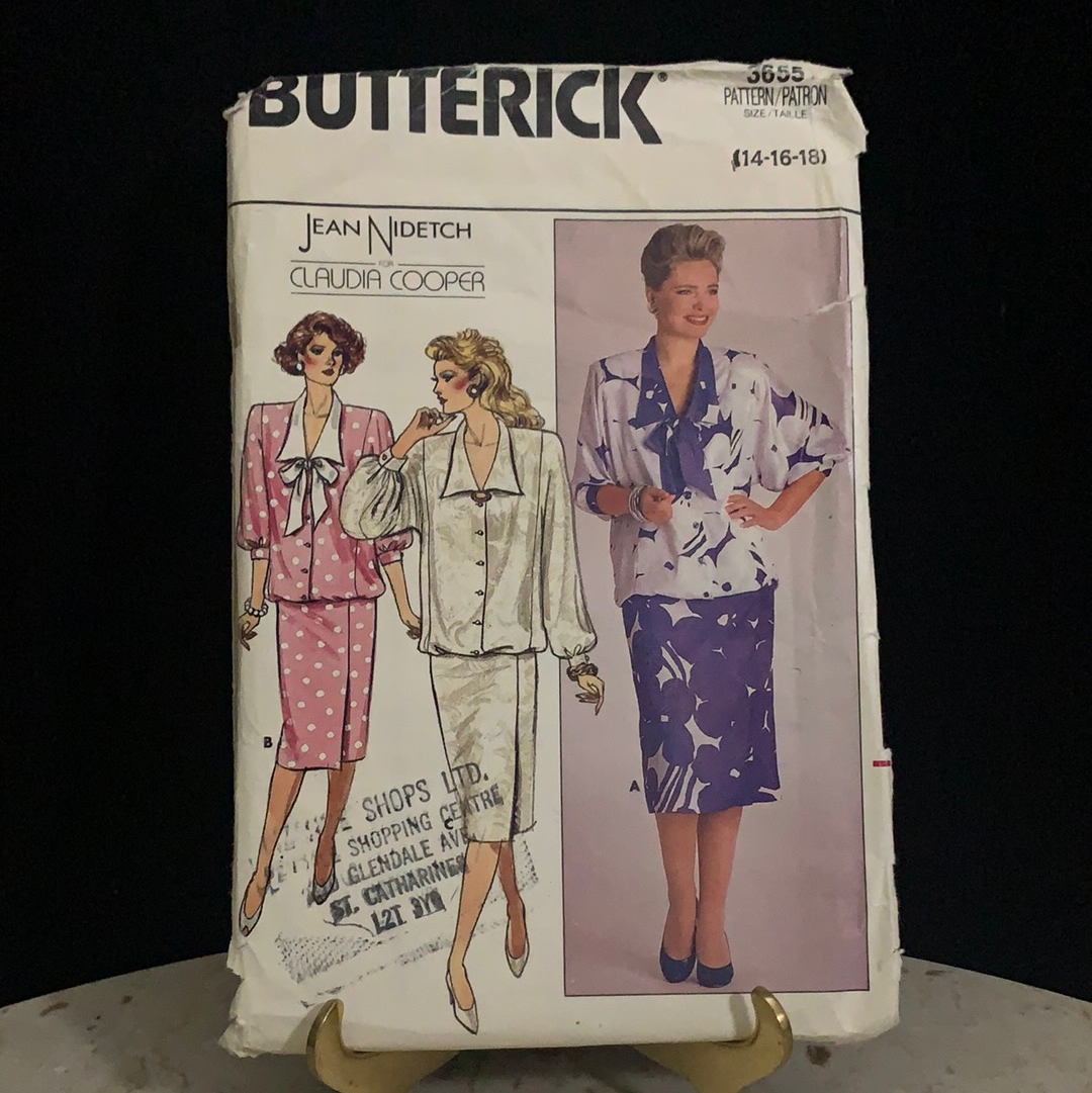 Jean Nidetch for Claudia Cooper Vintage 80s Dress Pattern Butterick 3655