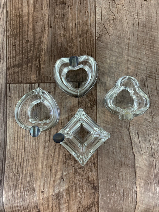 Card Night Ashtray Set Bridge Set Hearts Diamonds Clubs Spades Suits of Cards Ashtray set