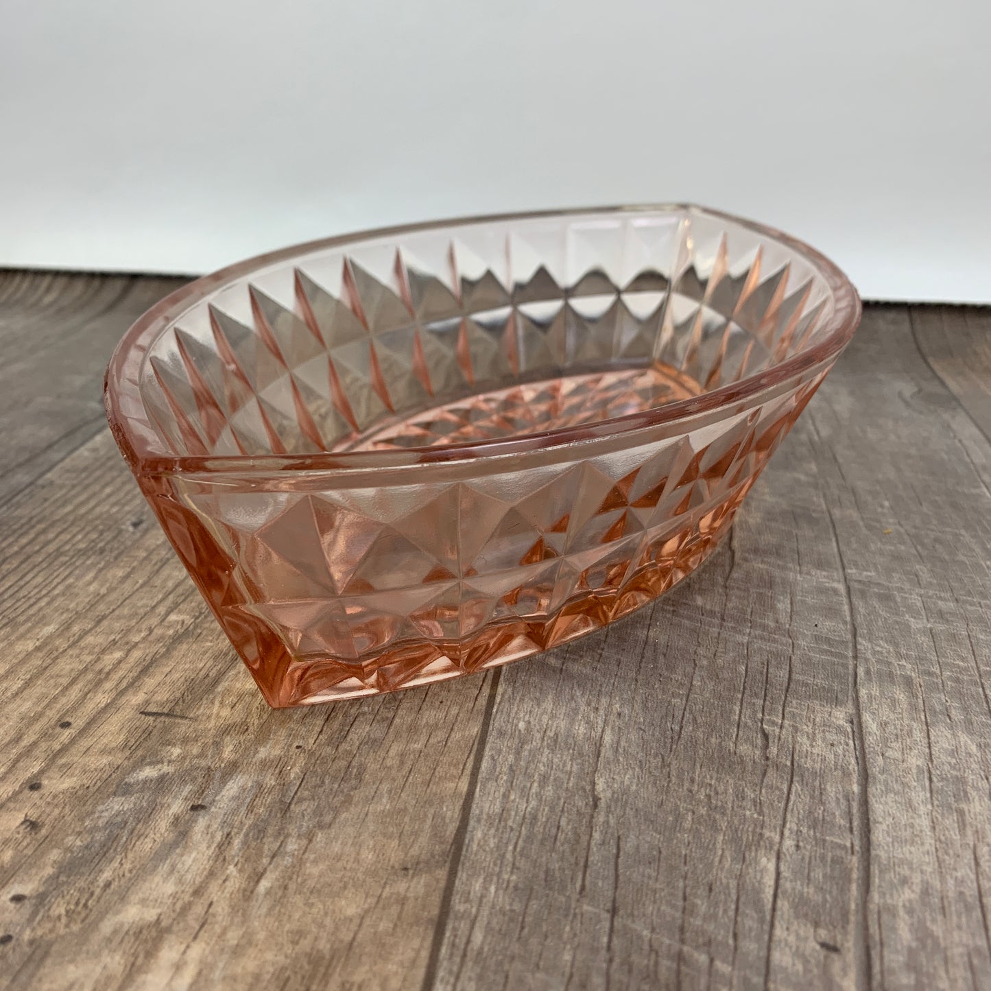 Vintage Pink Depression Glass Jeanette Glass Windsor Diamond Oval Dish