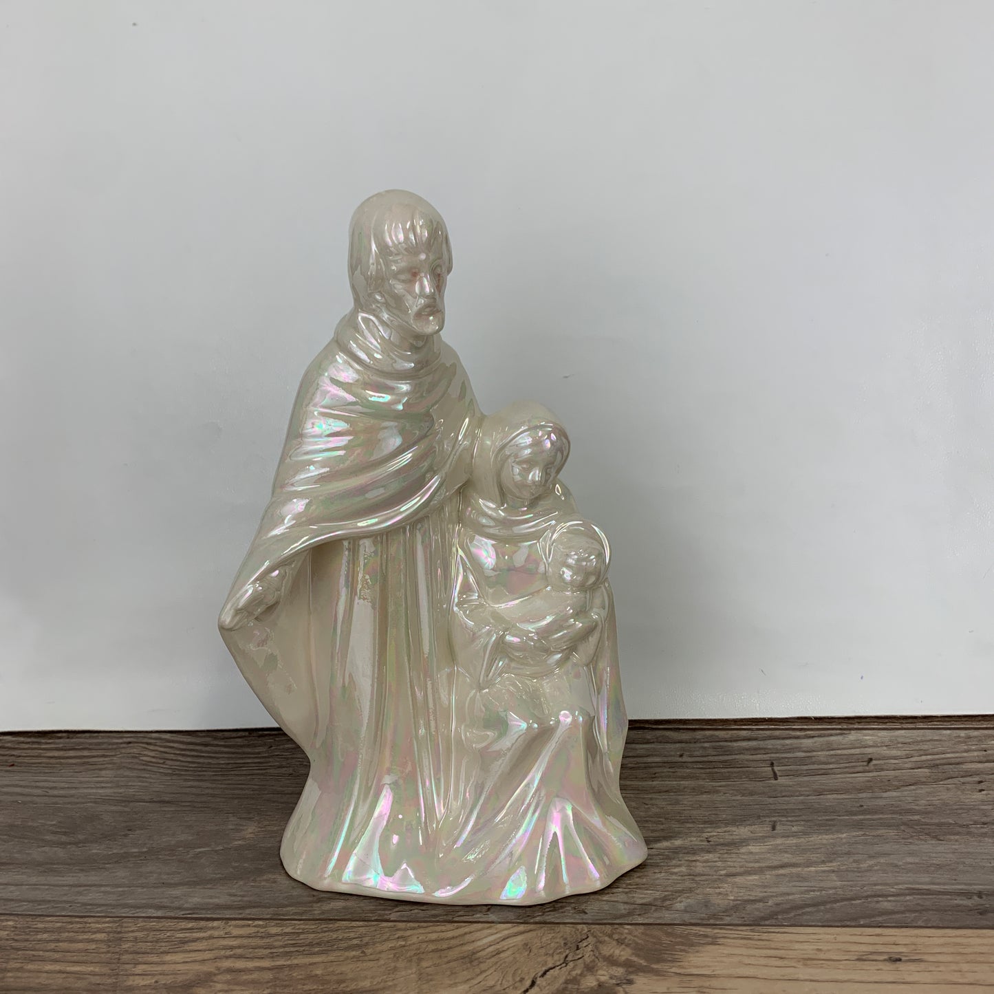 Jesus, Mary, and Joseph Statuette with Lusterware Finish