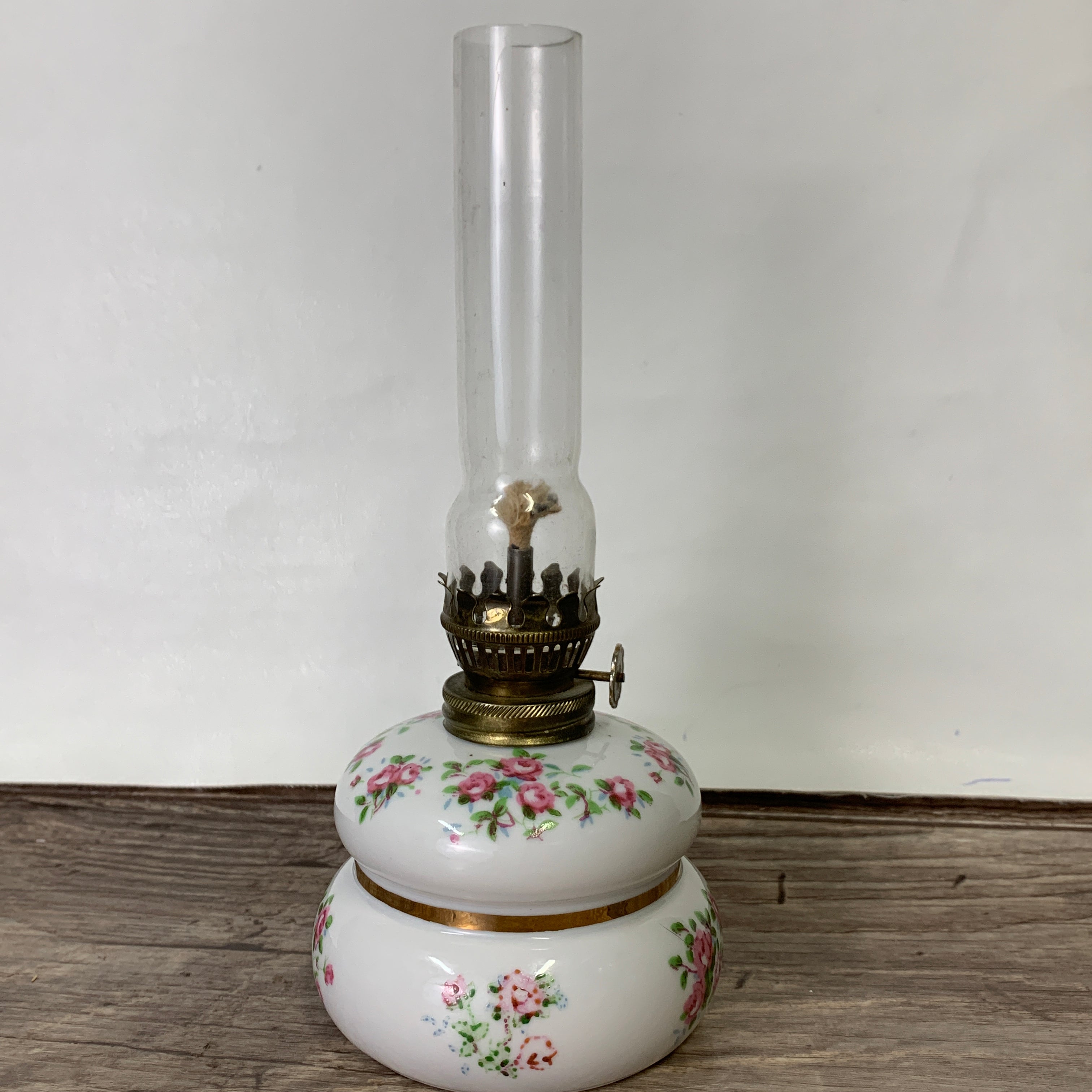 Small Ceramic Oil Lamp with Floral Pattern, Enesco Japan