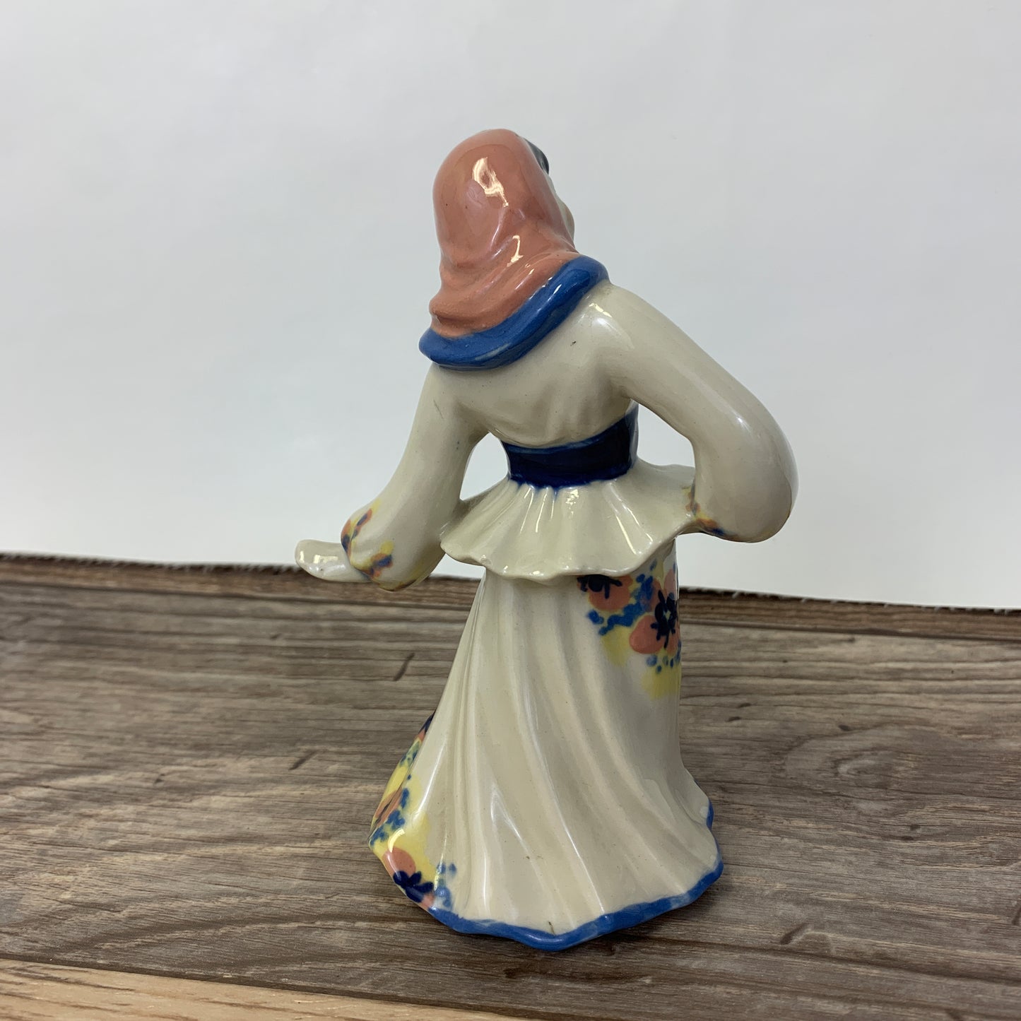 Vintage Ceramic Studios Dancing Girl, Hand Painted Ceramic Gypsy Figurine Pink and Blue