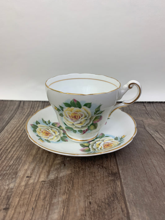 Yellow Rose Vintage Teacup and Saucer by Regency China Vintage Gifts Yellow Floral