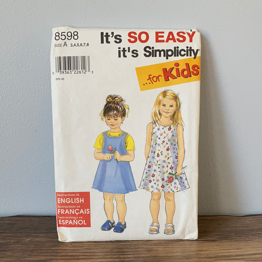 Girls Sleeveless Dress Sewing Pattern Size 3 to 8 Simplicity 8598