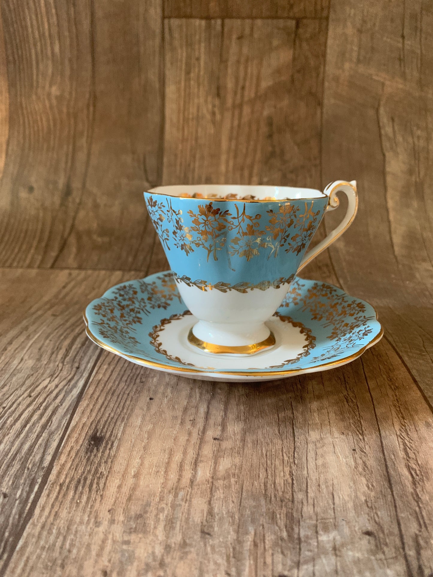 Blue and Gold Vintage Tea Cup and Saucer Royal Standard Teacup