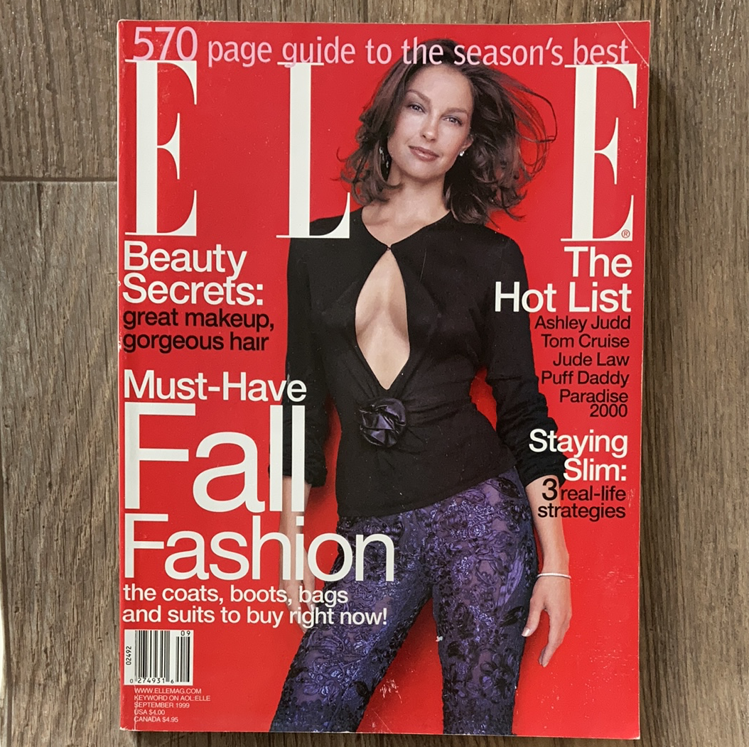 Elle Fashion Magazine September 1999 Ashley Judd Cover