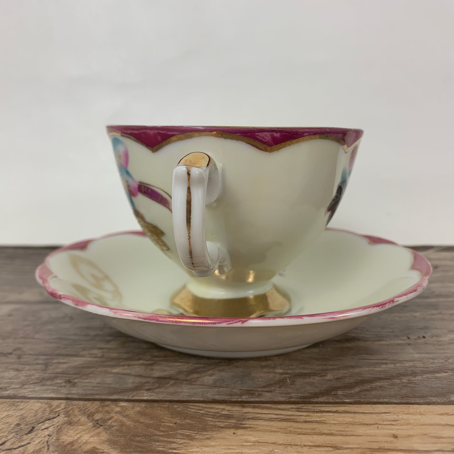 Trimont China Hand Painted Teacup-Vintage Teacups-Occupied Japan Teacup and Saucer-Vintage Tea Cup-Hand Painted Purple Floral Teacups