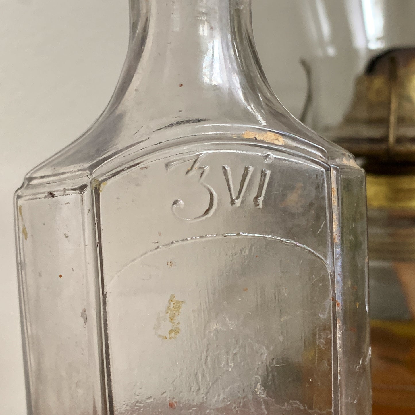 Antique Bottle with Embossed Numbers, Vintage Apothecary Bottle Antique Medicine Bottle