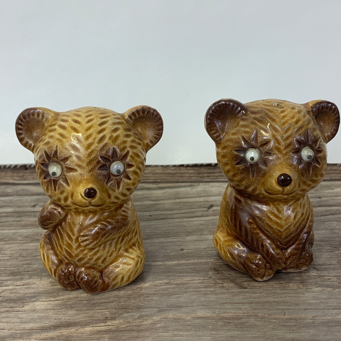 Bear Shaped Salt and Pepper Shakers with Googly Eyes