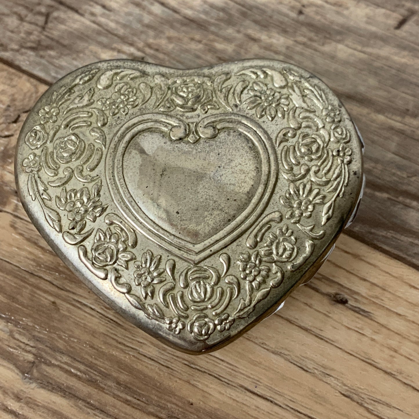 Heart Shaped Trinket Box with Silver Plated Lid