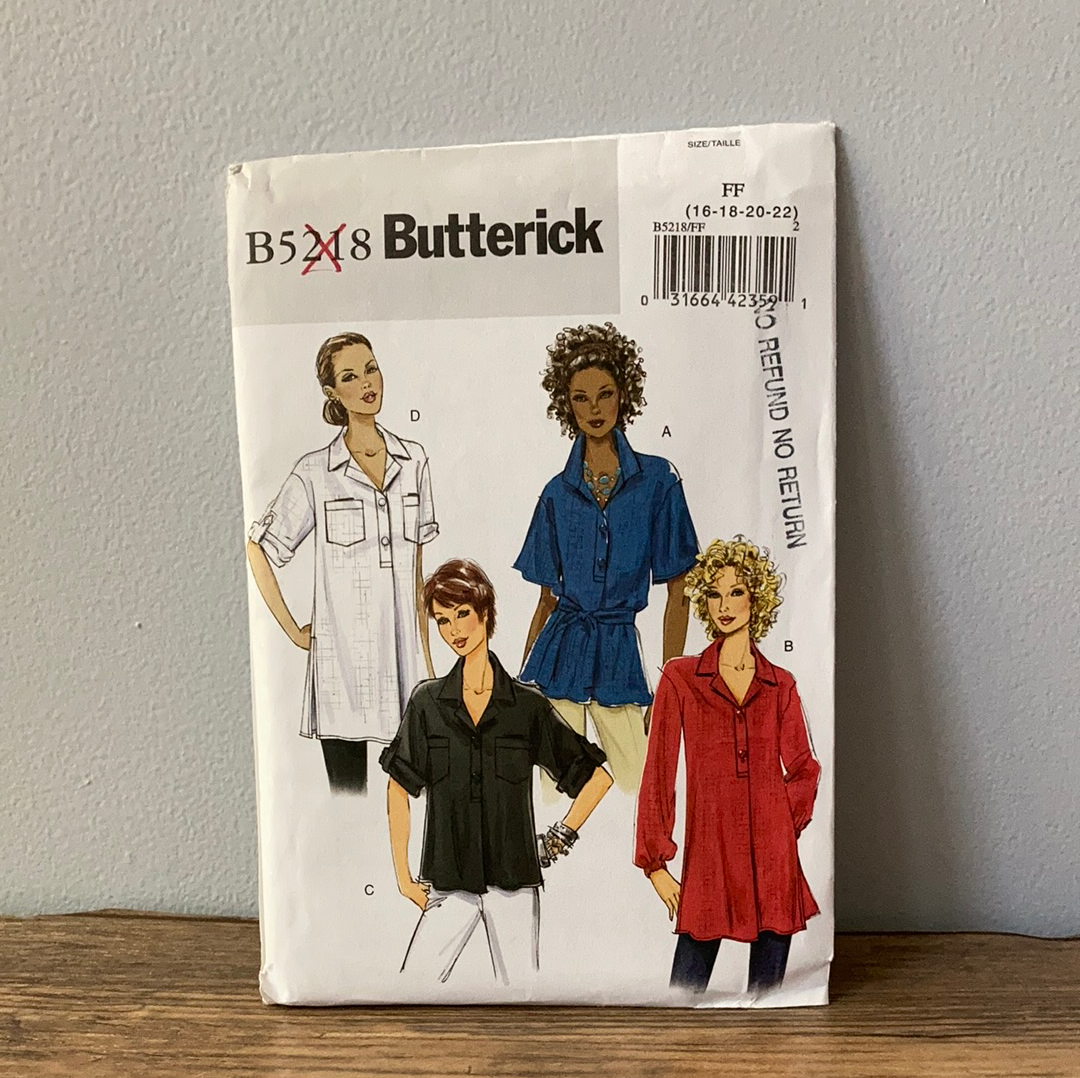 Misses Top Tunic and Belt Sewing Pattern Size 16 to 22 Butterick 5218