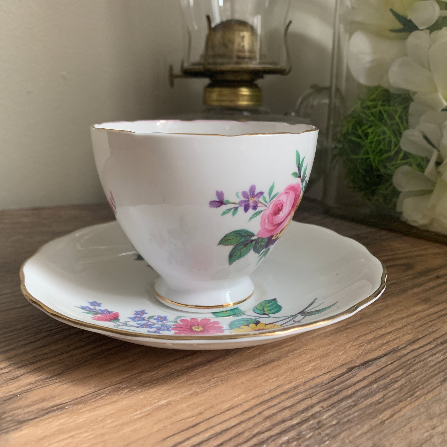 Mismatch Teacup Colourful Floral Tea Cup Pink and Yellow Spring Flowers