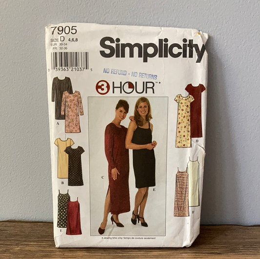 Misses and Misses Petite Dress or Slipdress Sewing Pattern Size 4 to 8 Simplicity 7905 Shift Dress Pattern