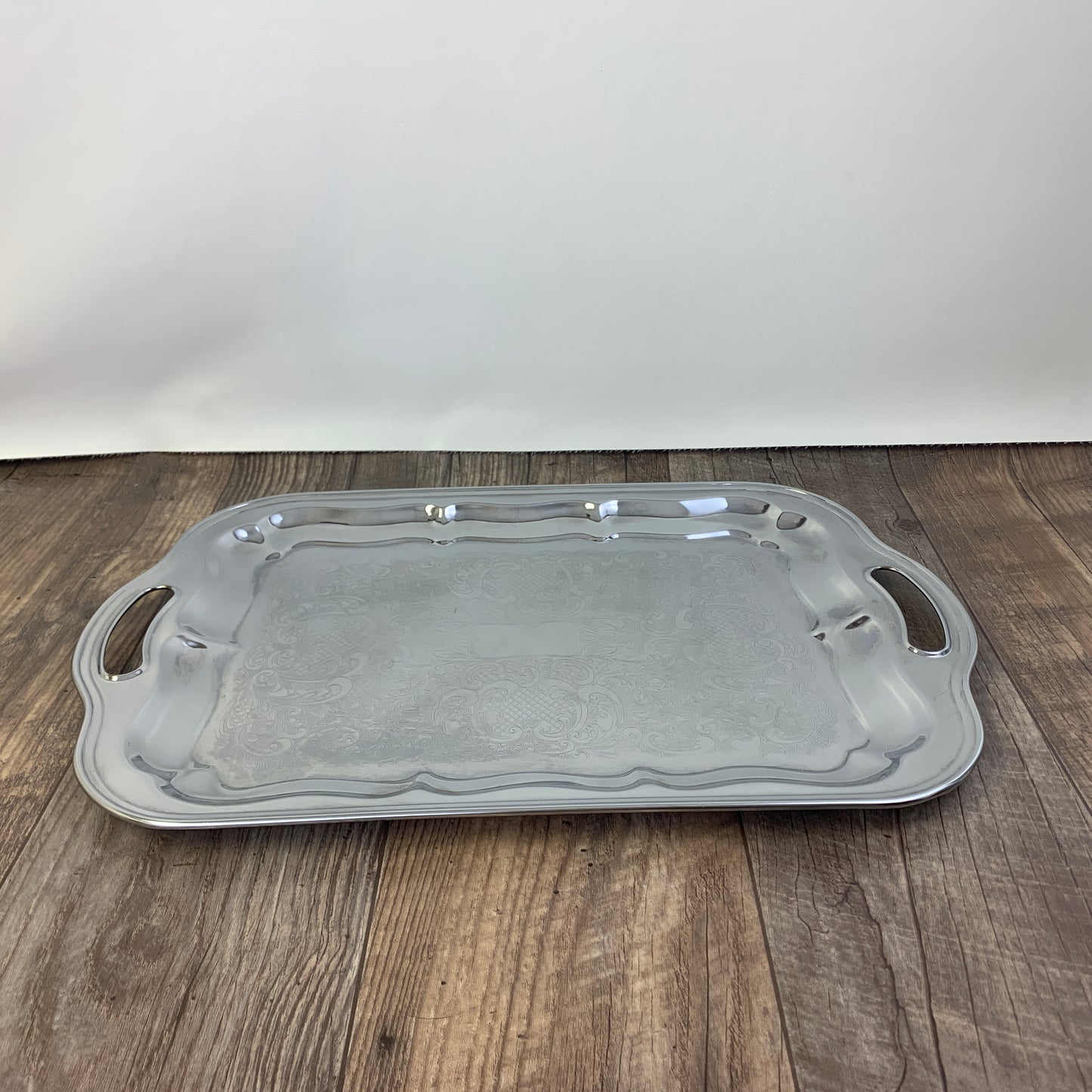 Silver Serving Tray Large Rectangle Shaped Tray with Handles, Vanity Organizer