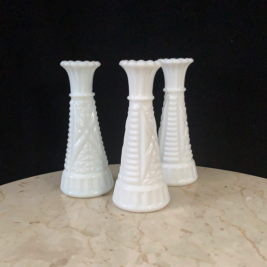 Group of 3 Vintage Milk Glass Vases Instant Collection