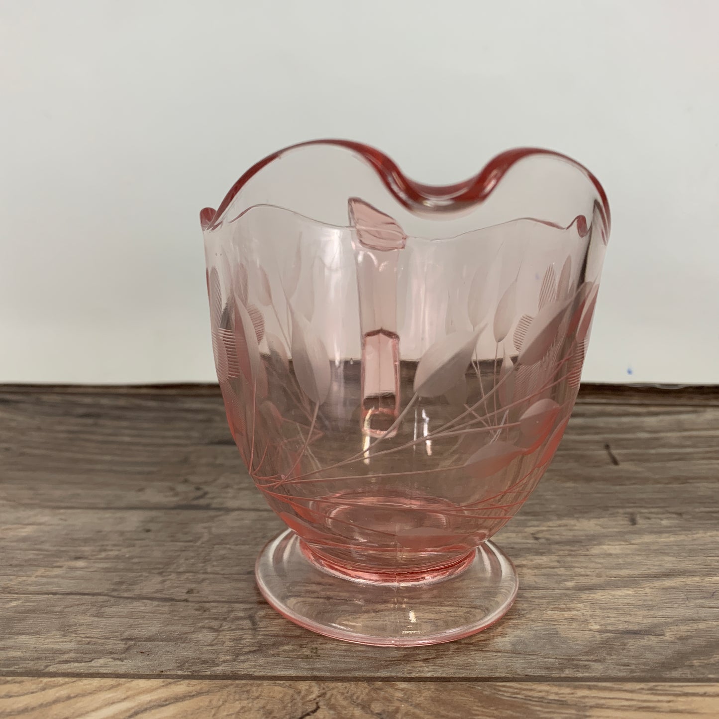 Blush Pink Depression Glass Cream Pitcher and Sugar Bowl Jubilee Pattern Lancaster Glass Company