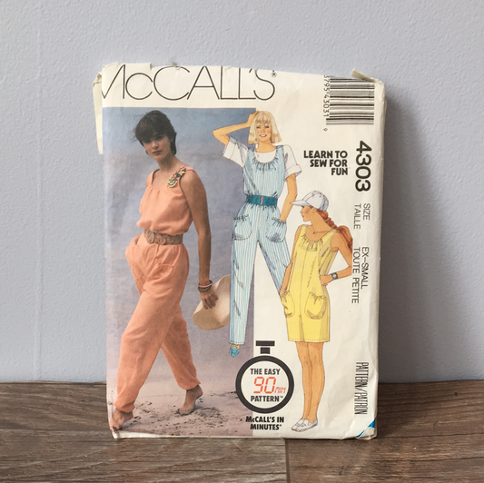 Ladies Jumpsuit Sewing Pattern Size XS McCalls 4303