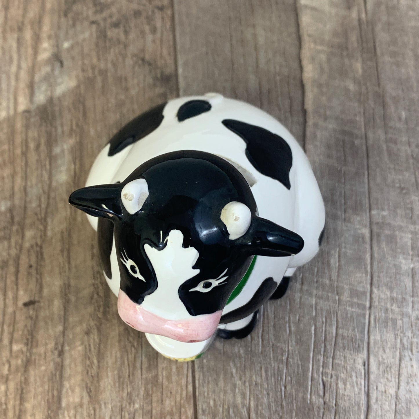 Black and White Ceramic Cow Coin Bank