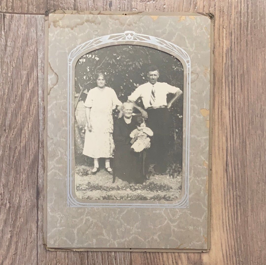 Black and White Vintage Photograph Portrait of a Family Taken Outside