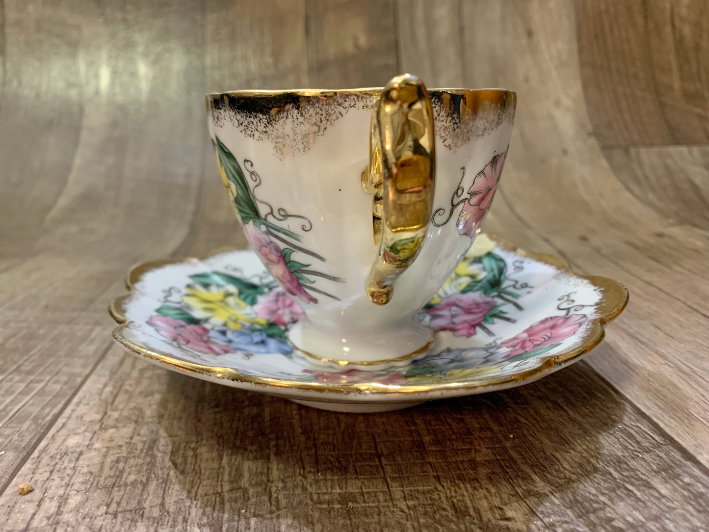 Pink, Blue, and Yellow Shafford Tea Cup and Saucer Set Tea Lovers Gift Grand Millennial Style