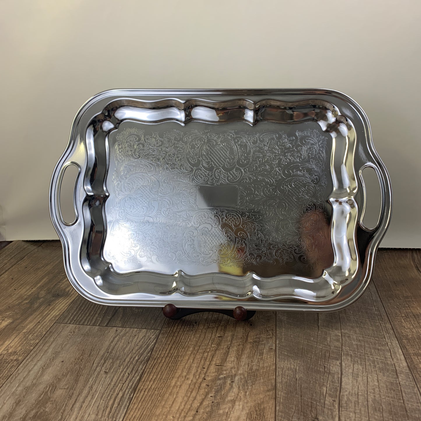 Large Metal Serving Tray with Handles