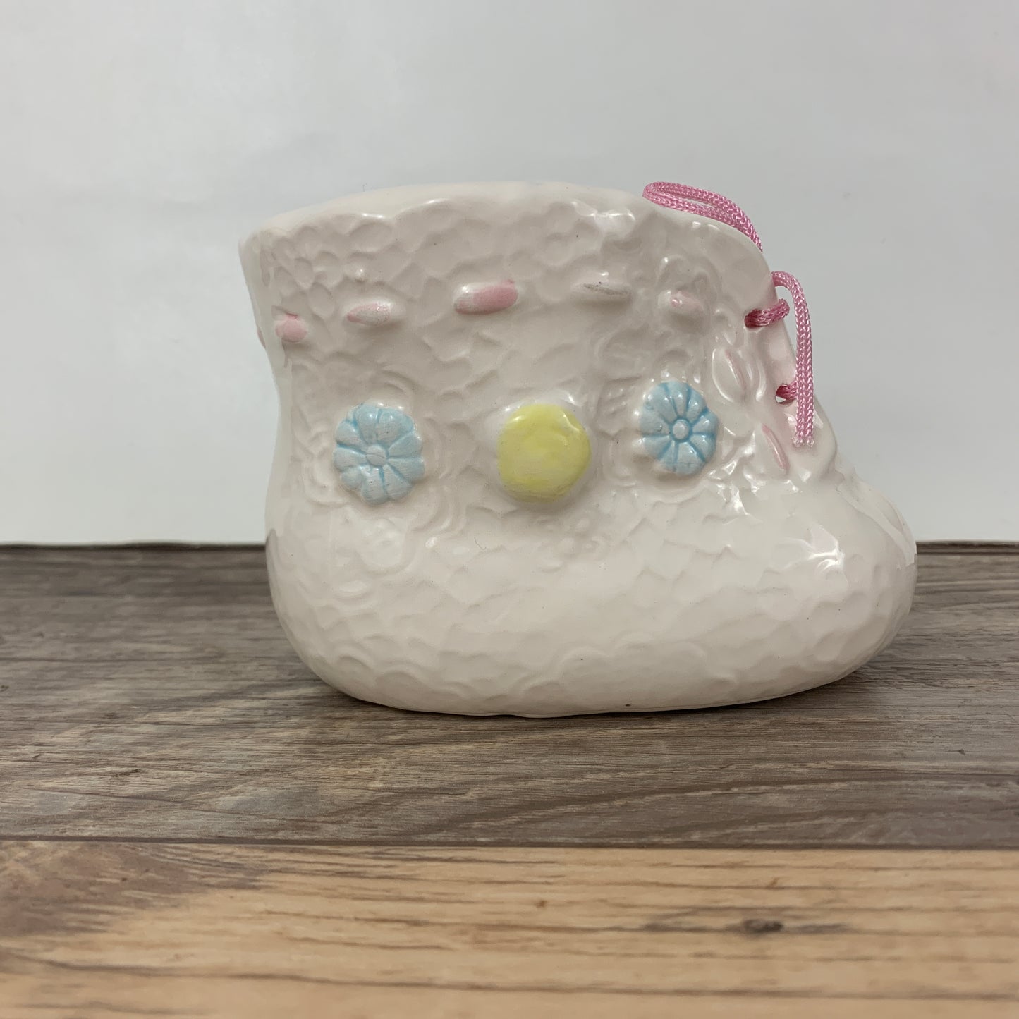 Ceramic Baby Bootie Coin Bank, Vintage Baby Shower Gift