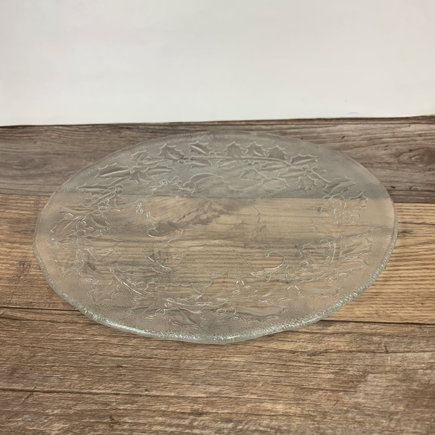 Large Clear Glass Platter, Santa Serving Tray