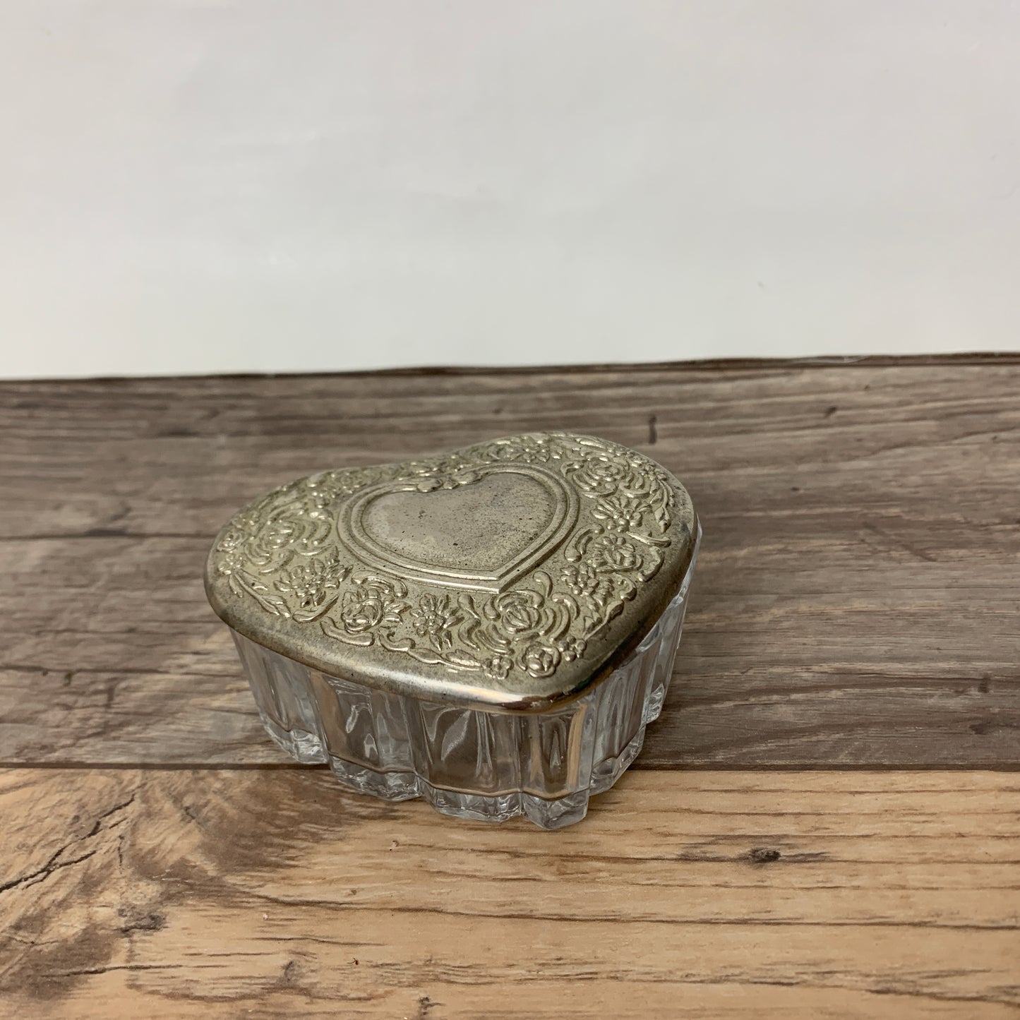 Heart Shaped Trinket Box with Silver Plated Lid