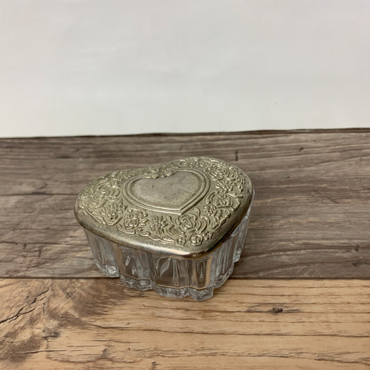 Heart Shaped Trinket Box with Silver Plated Lid