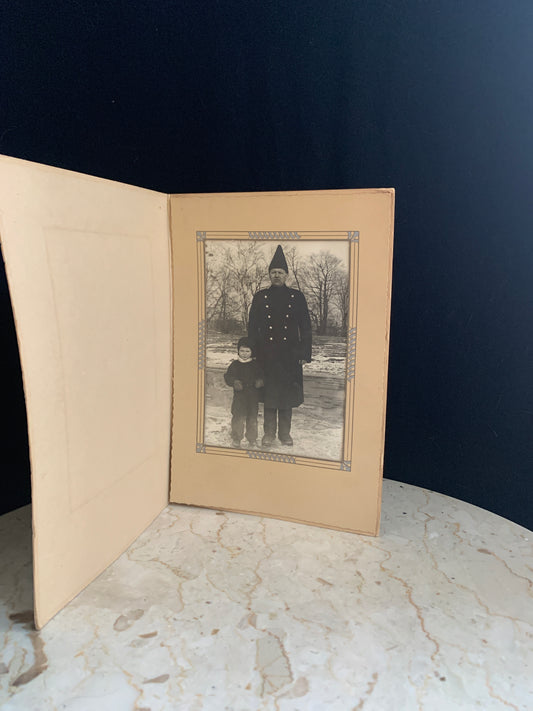 Black and White Photo Eastern European Man and Boy