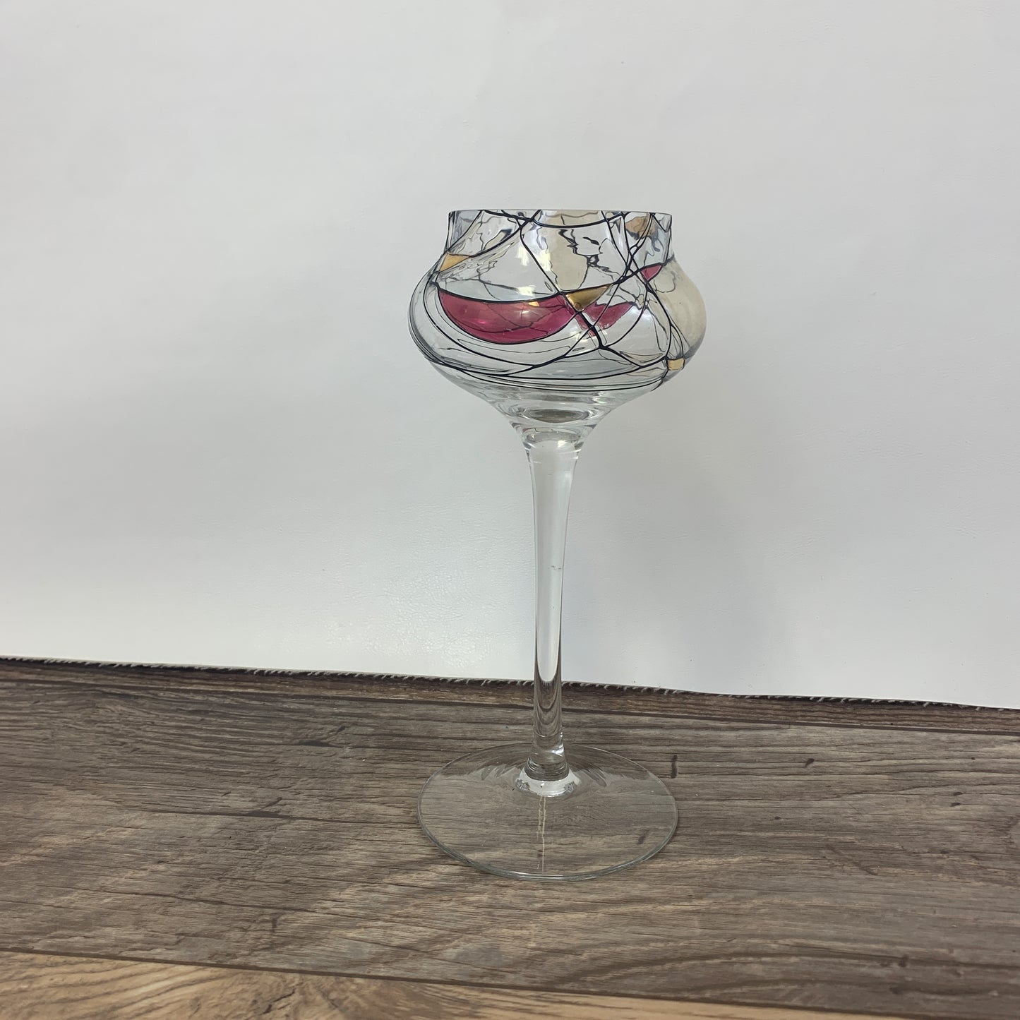 Stained Glass Tealight Holder Partylite Calypso Mosaic Tea Light Holder Vintage 90s Art Glass Candleholder