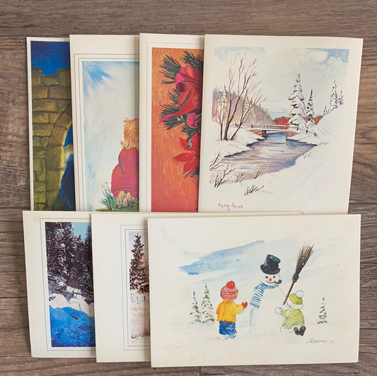 1970s Vintage Christmas Cards Lot 7 Junk Journaling Vintage Cards Paper Ephemera