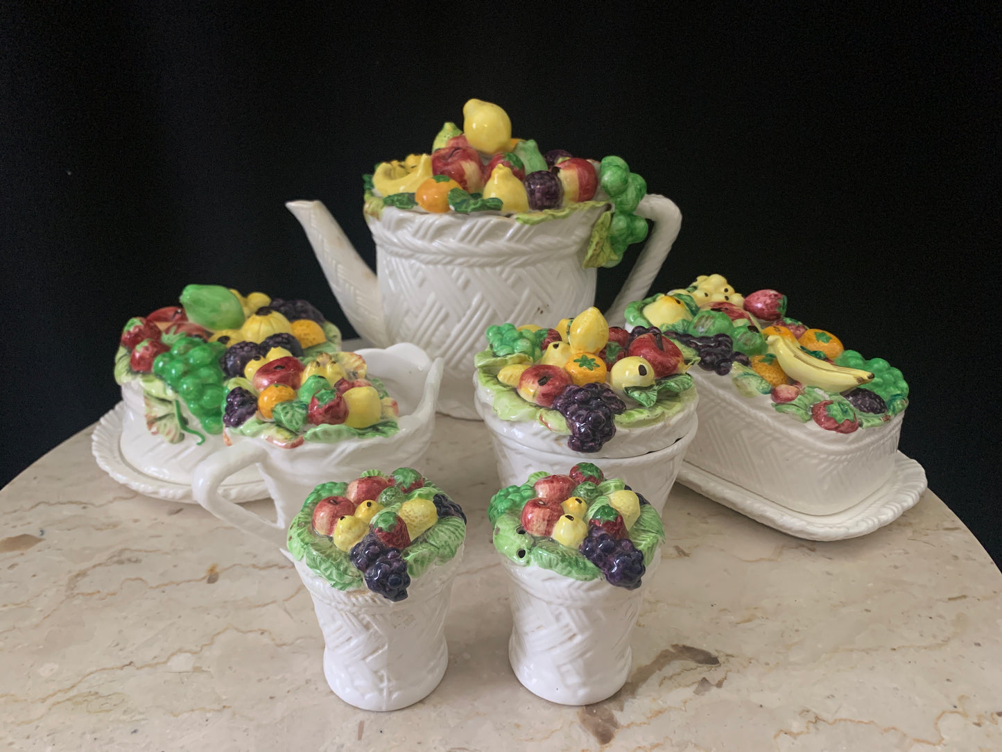 Vintage Ceramic Tea Set Tutti Frutti Made in Japan Vintage Tea Set Fruit Basket Tea Set