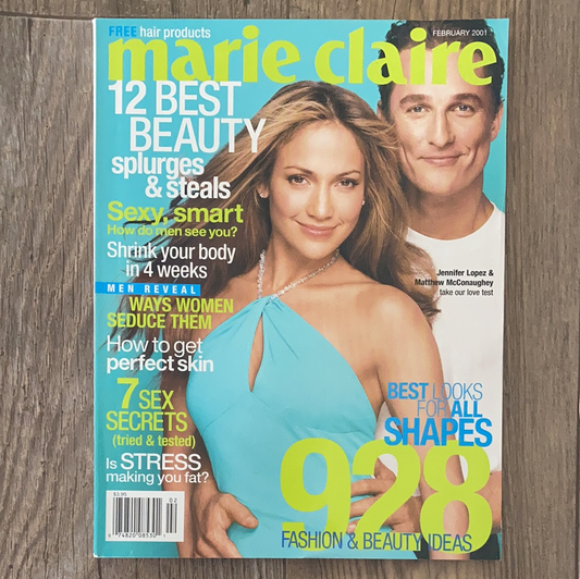 Marie Claire Magazine February 2001 Jennifer Lopez and Matthew MacConaughey Cover