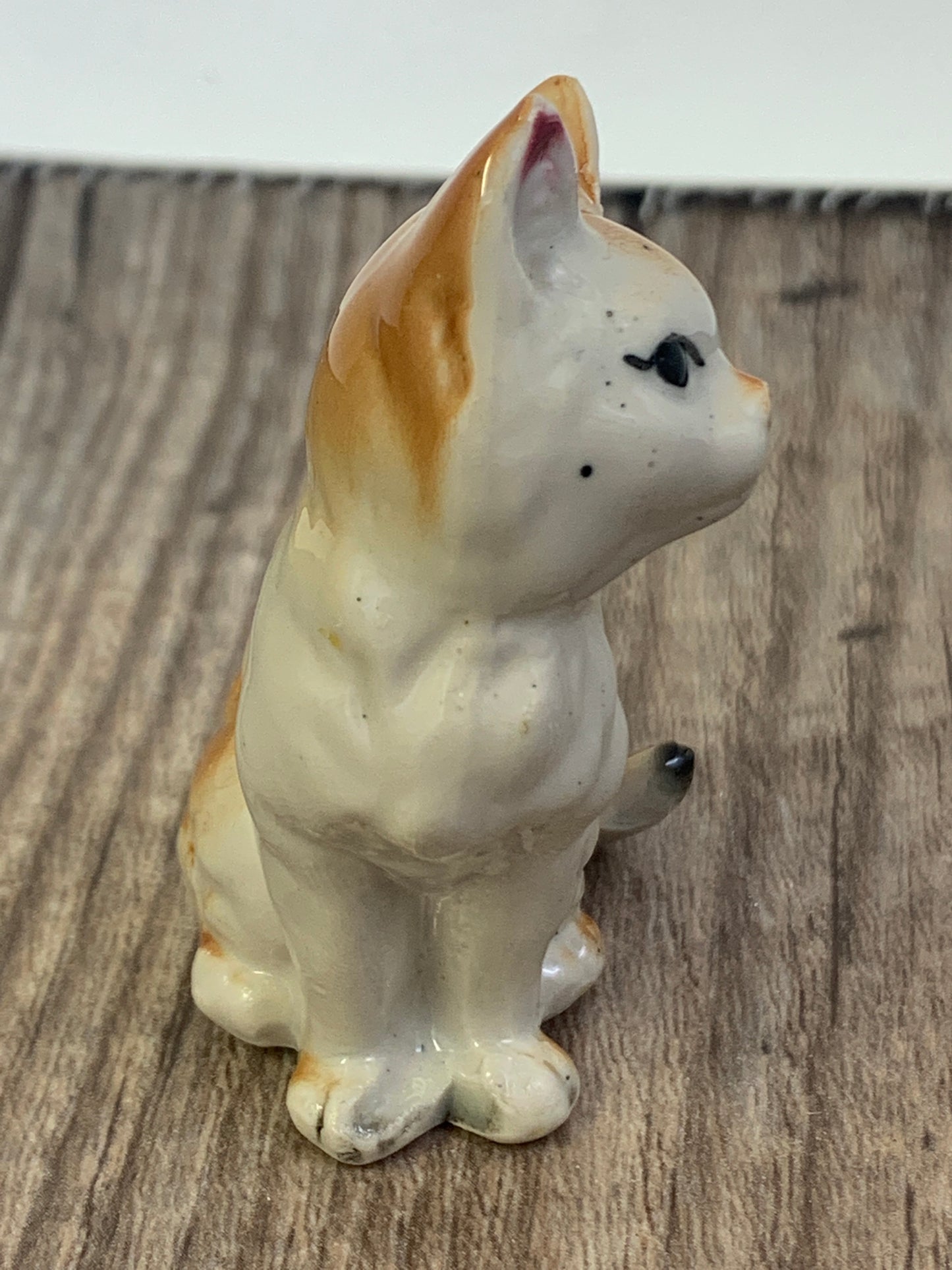 Miniature Cat Figurine Long Haired Cat Orange and White Cat Vintage Home Decor Small Cat Figurine