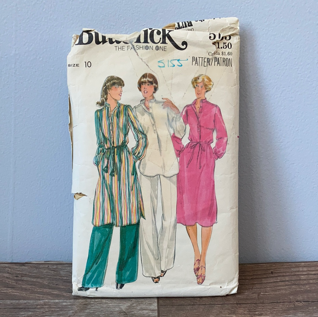 Ladies Tunic Dress Pants and Belt set Vintage Sewing Pattern Size 10 Butterick 5155