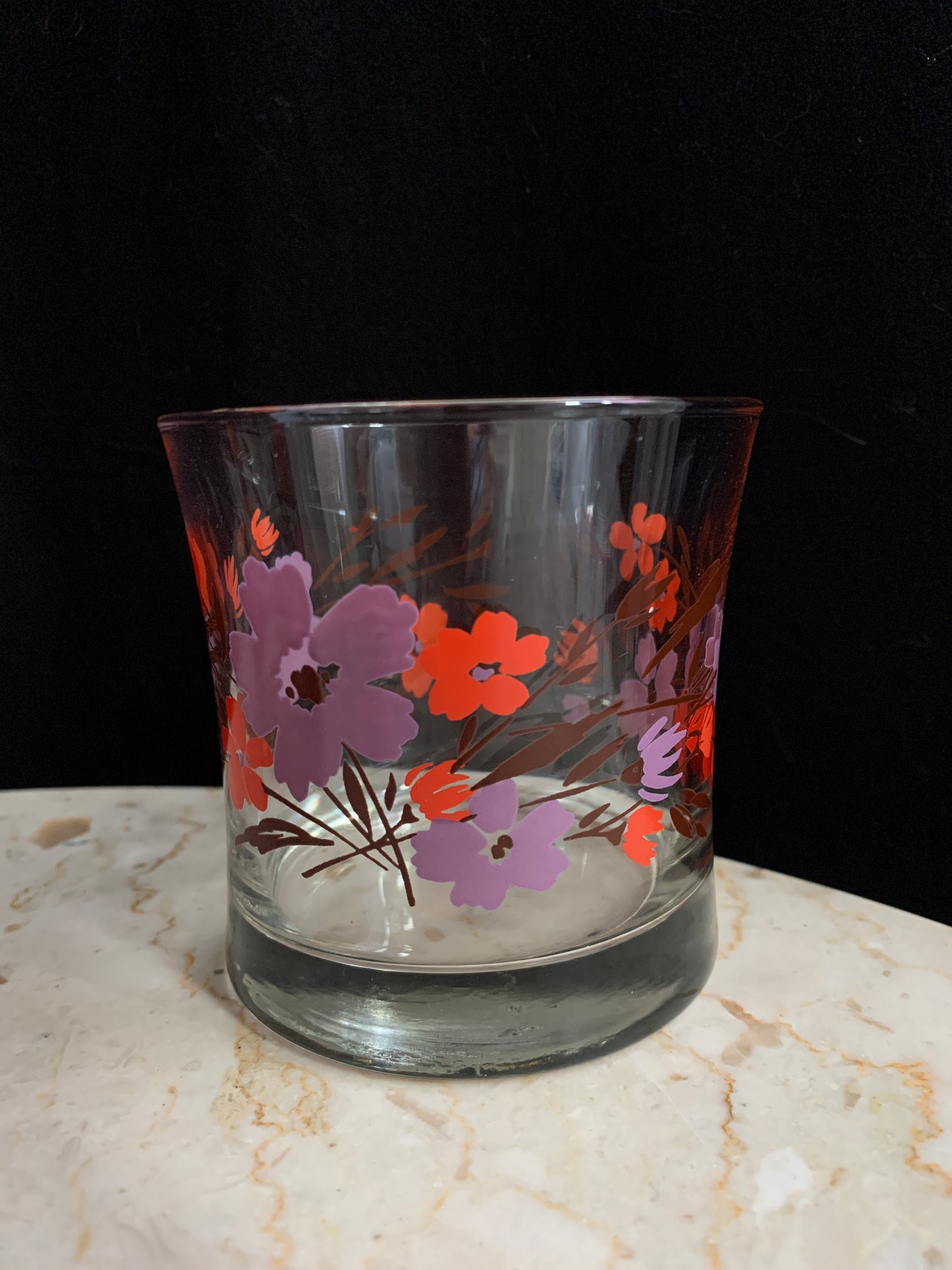 Vintage Juice Glass Set with Floral Pattern