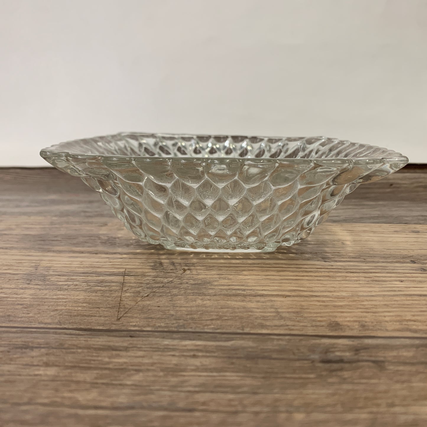 Vintage Anchor Hocking Square Bowl with Fish Scale Pattern