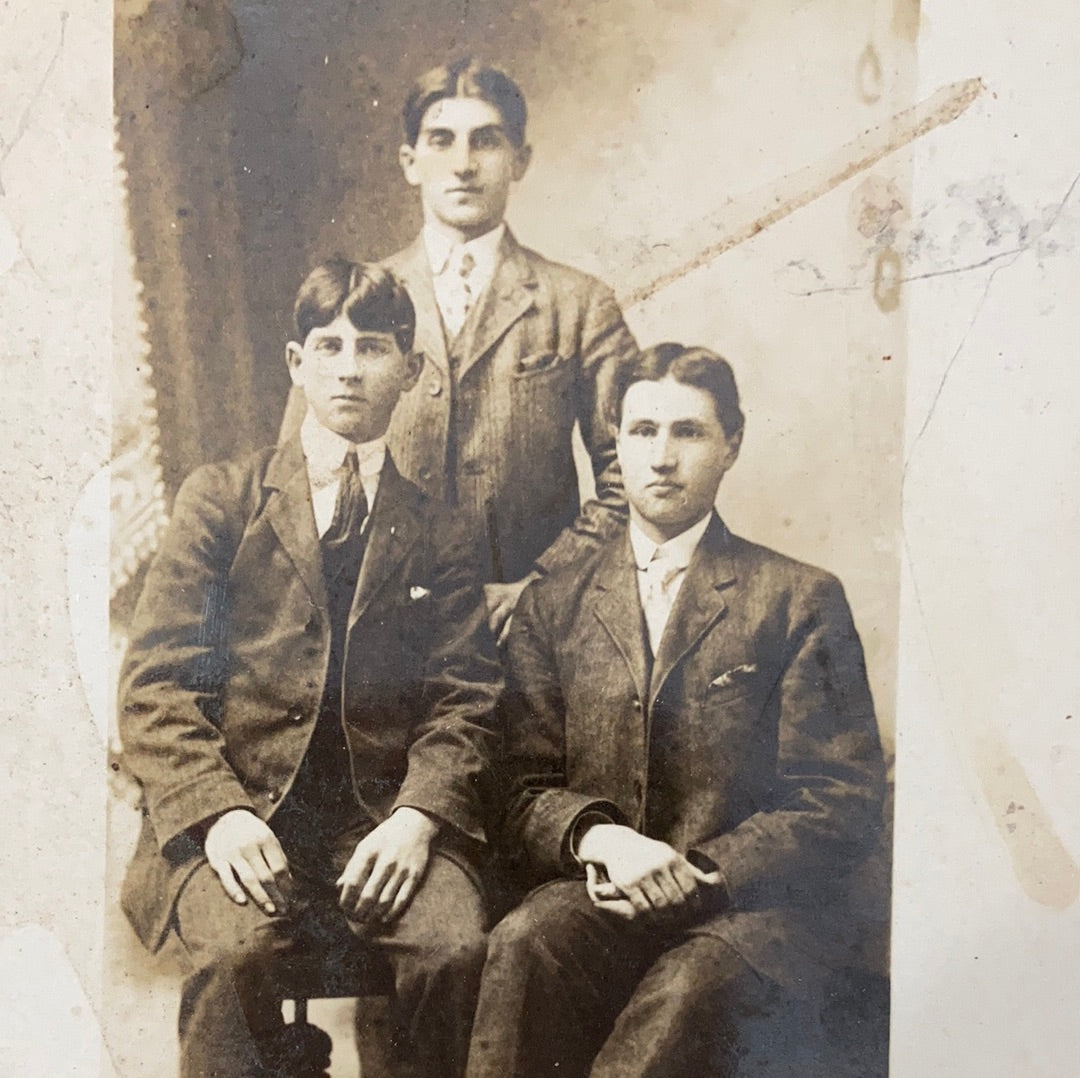 Antique Photographic Post Card of Three Young Men